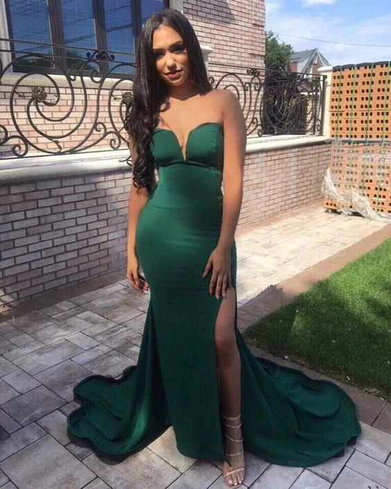 New Deals playful dressGreen Strapless Mermaid Split Long Prom Dresses With Sweep Train, Mermaid Green Formal Dresses, Evening Dresses New Deals playful dressGreen Strapless Mermaid Split Long Prom Dresses With Sweep Train, Mermaid Green Formal Dresses, Evening Dresses