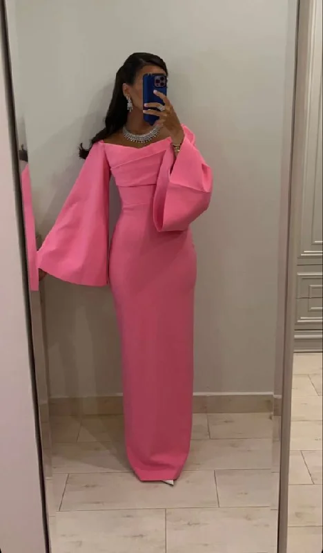 Crazy Deals casual slip dressPink Sheath/Column Evening Gown Long Sleeves,Pink Prom Dress Y6039 Crazy Deals casual slip dressPink Sheath/Column Evening Gown Long Sleeves,Pink Prom Dress Y6039