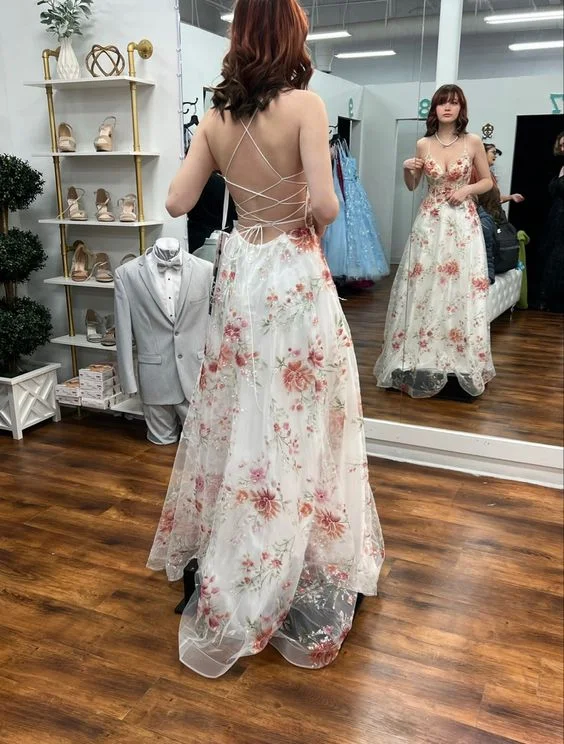 Steals and Deals office dressCharming A-line V-neck Spaghetti Straps Floral Long Prom Dresses Y6913 Steals and Deals office dressCharming A-line V-neck Spaghetti Straps Floral Long Prom Dresses Y6913