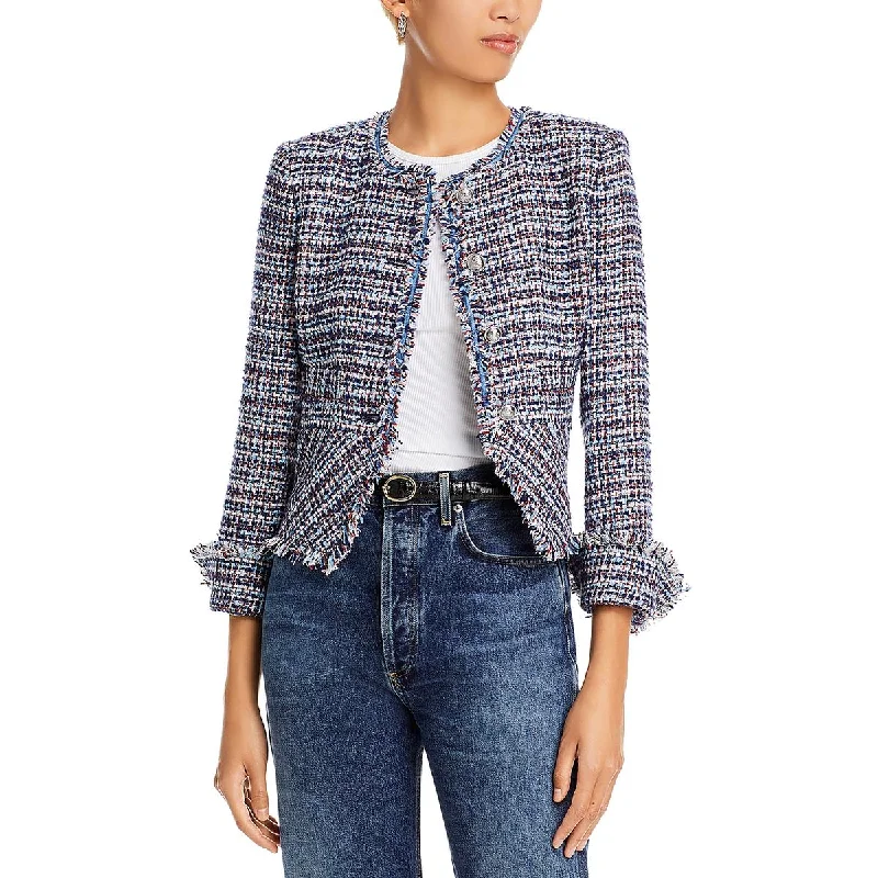 Price Drop Alert cozy coatElizabeth Womens Tweed Office Collarless Blazer