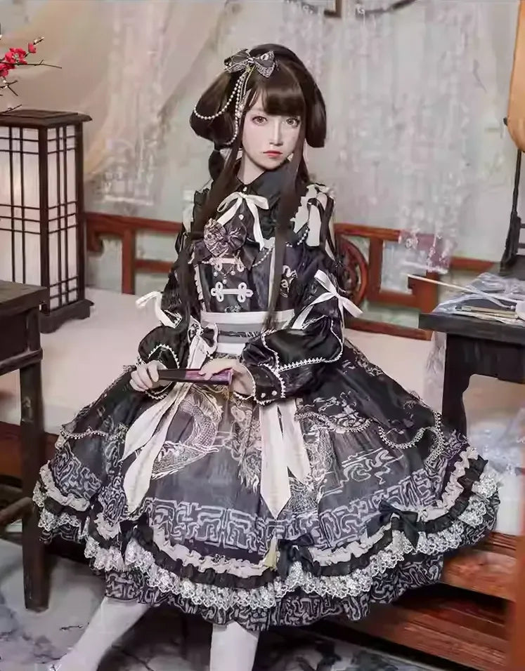 fitted cocktail dressOCELOT~Yue Long Shi Yun~Daily Han Lolita Cake JSK