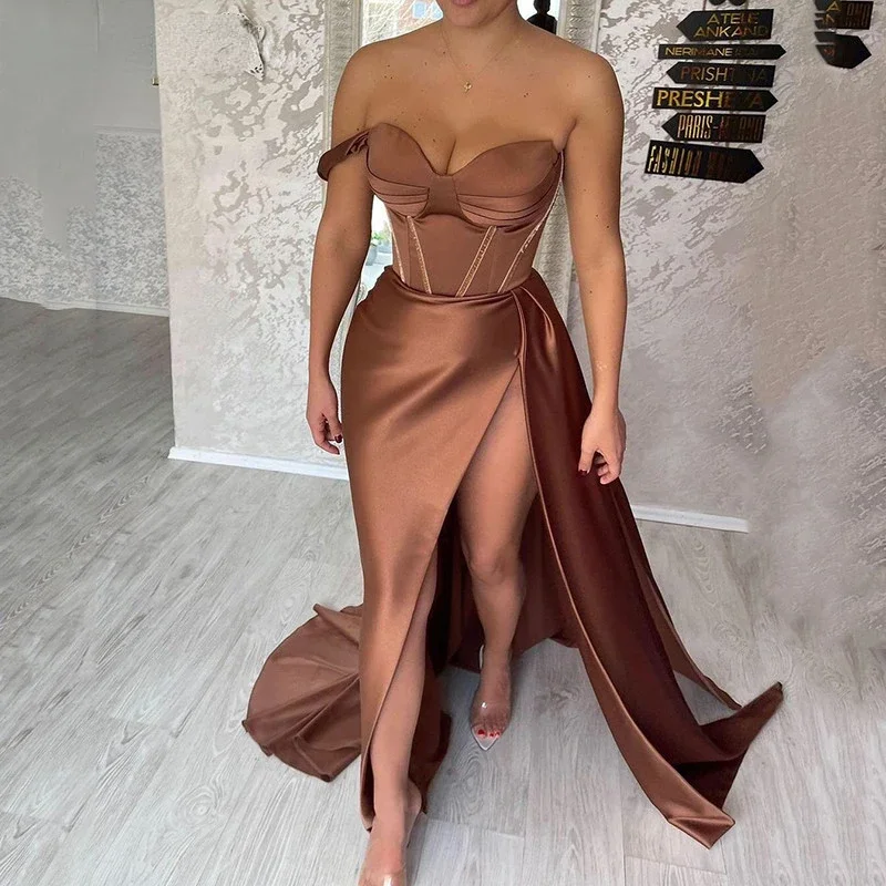 Online Specials puff sleeve dressChocolate Sweetheart Formal Evening Gowns Sexy Corset Prom Dresses Sexy Side Split Satin Evening Party Dress Online Specials puff sleeve dressChocolate Sweetheart Formal Evening Gowns Sexy Corset Prom Dresses Sexy Side Split Satin Evening Party Dress