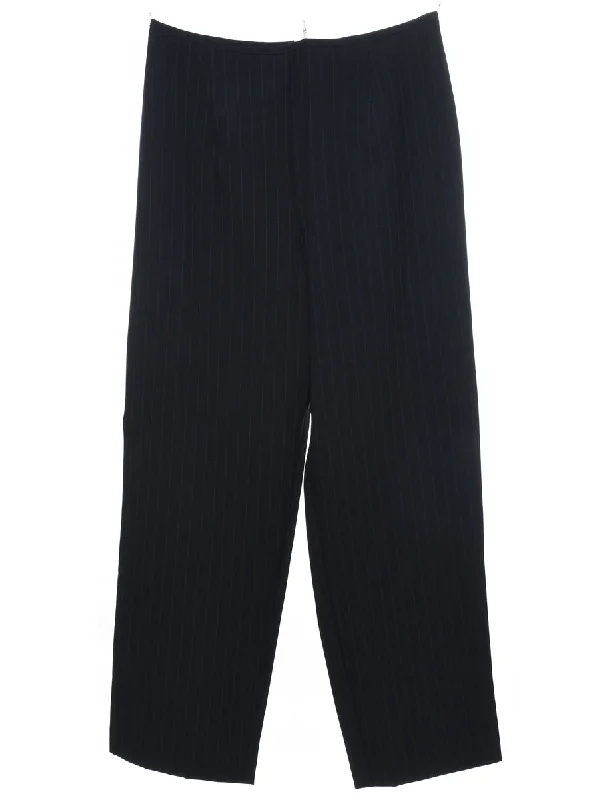 Black Pinstriped Trousers - W30 L30