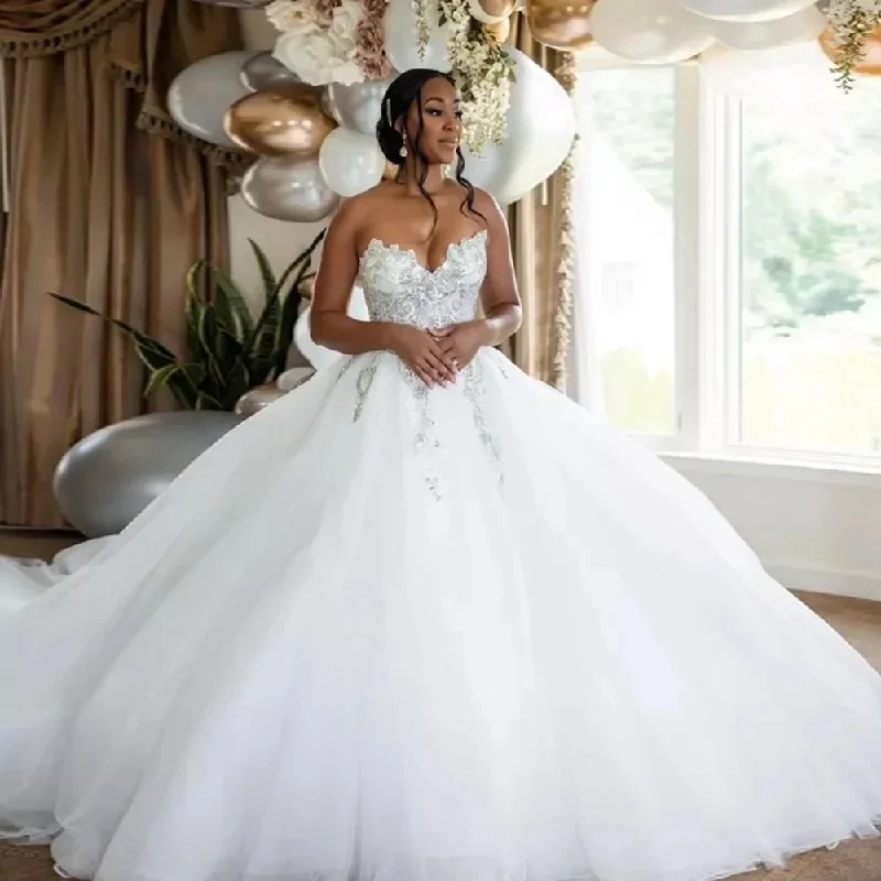 long-sleeve floral dressElegant Sweetheart White فساتين سهرات Quinceanera Dresses Lace Appliques Princess Bridal Gowns Plus Size Popularvestidos de quin