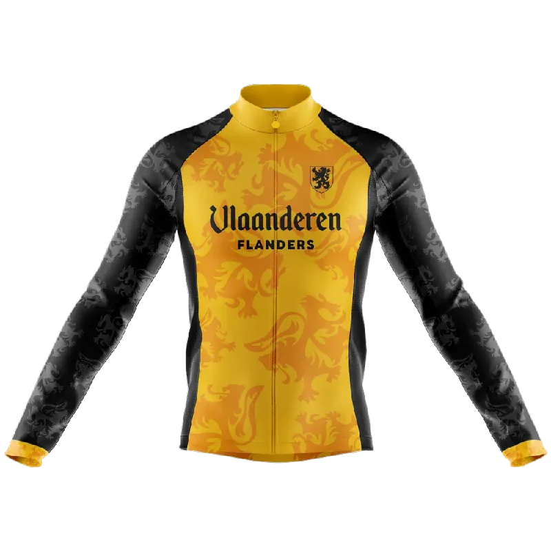 sleek workout sweatshirtVlaanderen Flanders Yellow Long Sleeve Cycling Jersey