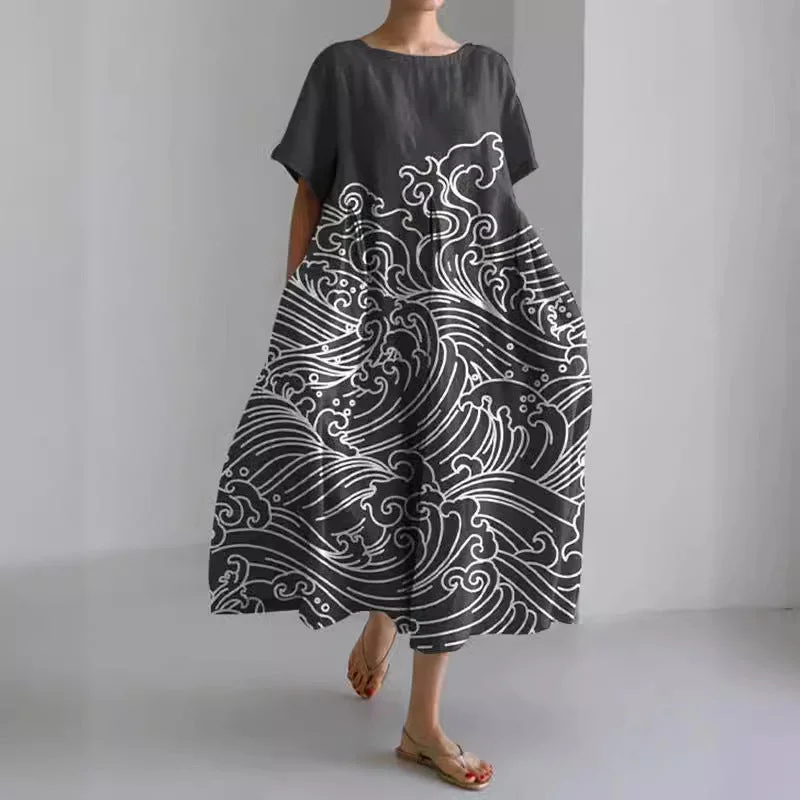 Seasonal Sale vintage dressWomen's Stand-alone Short-sleeved Dress