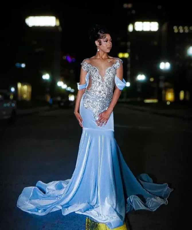 Limited Time Discount long sleeve dressIce Blue Sparkly Trumpet Long Prom Birthday Party Dresses for Black Girl Luxury Diamond Gillter Evening Gala Ceremony Dress Limited Time Discount long sleeve dressIce Blue Sparkly Trumpet Long Prom Birthday Party Dresses for Black Girl Luxury Diamond Gillter Evening Gala Ceremony Dress