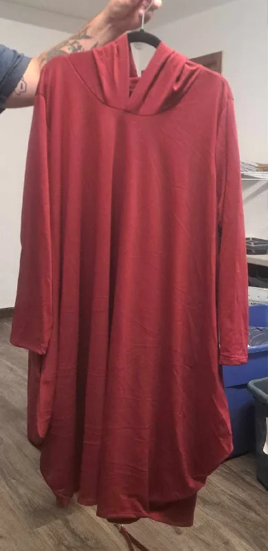 Bargain Bin Wine Burgundy Dress with Hood Hoodie Dress