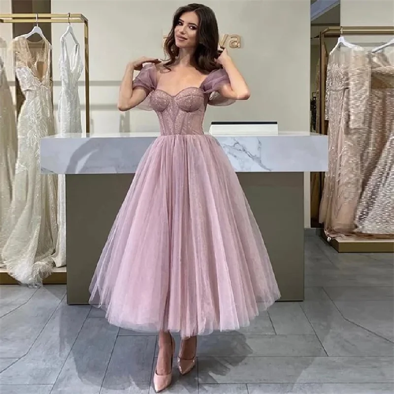 Price Fest ruched dressSweetheart 2024 Light Pink Evening Party Dresses Draped Tea Length Elegant Prom Dress Graduatation A Line Homecoming Ball Gowns