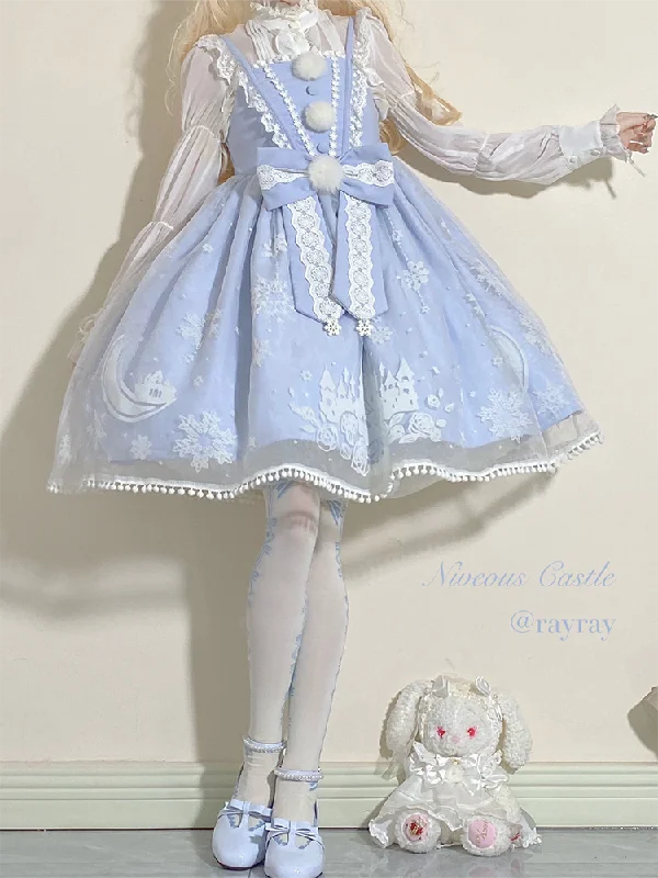 Loyalty Reward casual day dressTo Alice~Snow Moon Castle~Sweet Lolita Jumper Dress Set Christmas Plush Cape Loyalty Reward casual day dressTo Alice~Snow Moon Castle~Sweet Lolita Jumper Dress Set Christmas Plush Cape
