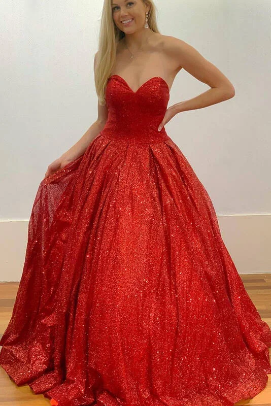 Year-End Sale sleek midi dressSweetheart Red Long Ball Gown