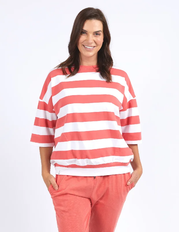 Price Smash urban workout sweatshirtElm Mazie Block Stripe Sweat - Watermelon Crush And White Stripe