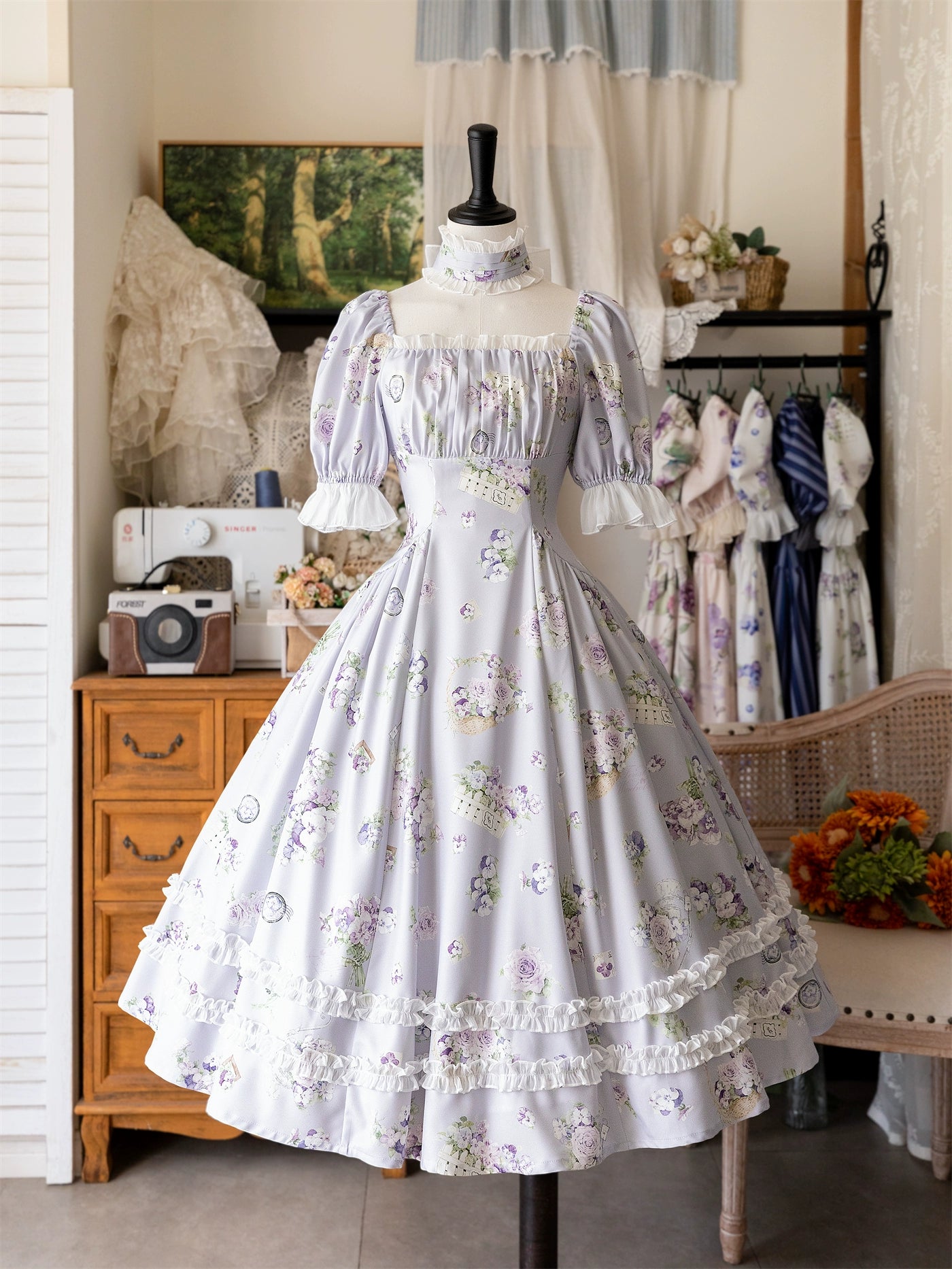 Today’s Deal oversized dressForest Wardrobe~Forest Basket~Classic Lolita OP Dress Floral Print Today’s Deal oversized dressForest Wardrobe~Forest Basket~Classic Lolita OP Dress Floral Print