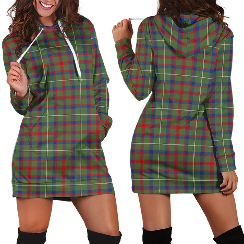 Last Chance Shaw Green Modern Tartan Hoodie Dress