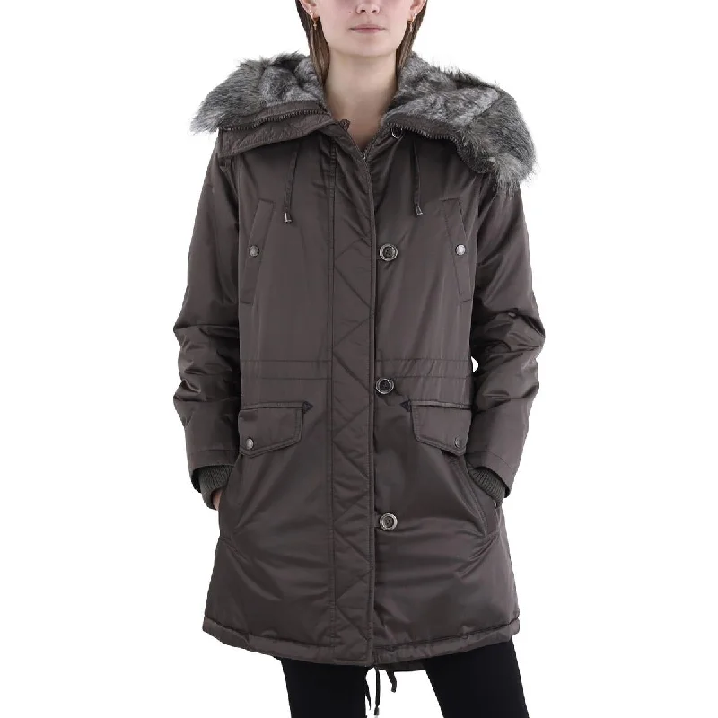 Savings Bonanza faux fur coatWomens Faux Fur Hooded Puffer Jacket