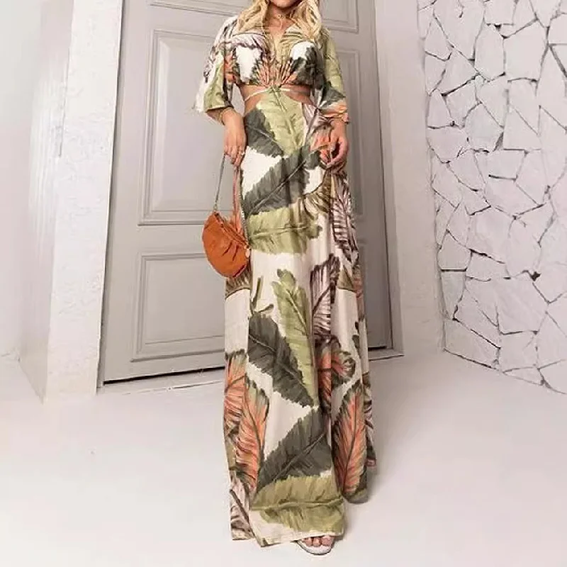 Reduced Prices evening dressEuropean And American Leisure V-neck Tube Top Printing Dress Reduced Prices evening dressEuropean And American Leisure V-neck Tube Top Printing Dress