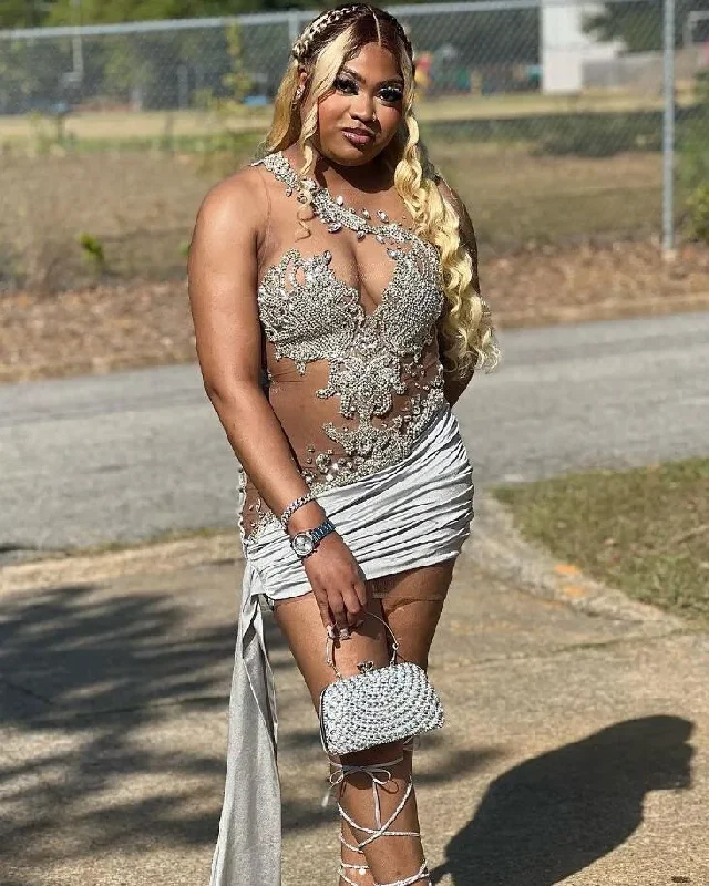 Deal Zone silk dressSilver Diamond Crystal Mini Cocktail Evening Dress for Women Plus Size Black Girl Sheer Mesh Birthday Homecoming Gown Gala Deal Zone silk dressSilver Diamond Crystal Mini Cocktail Evening Dress for Women Plus Size Black Girl Sheer Mesh Birthday Homecoming Gown Gala