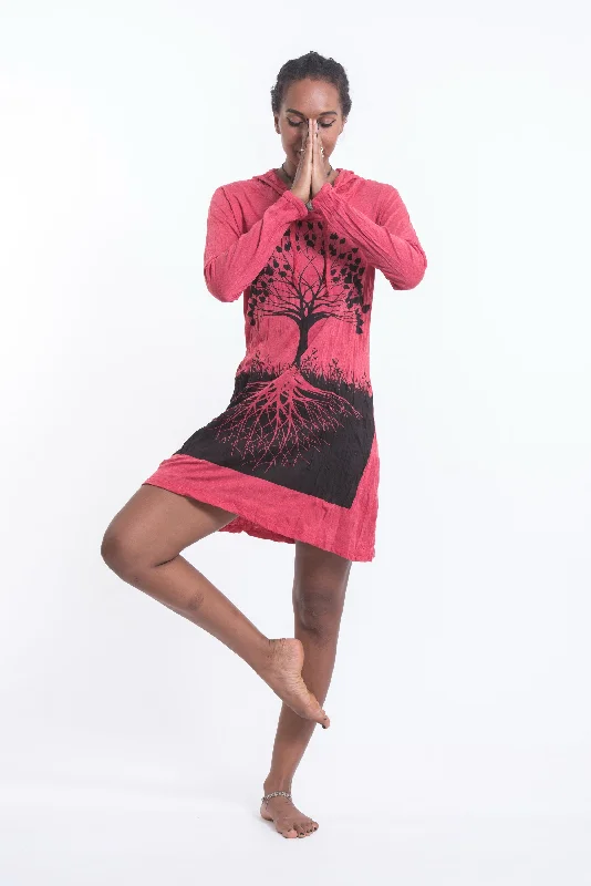 Lowest Price Womens Tree of Life Hoodie Dress in Red