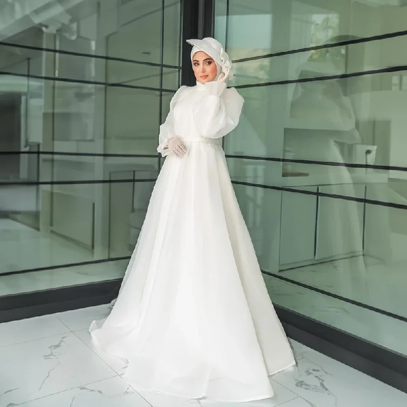 Clearance Event statement dressHoly Wedding Dresses for Bride High Neck Long Sleeve A Line Pleats Muslim Garden Beach Bridal Gowns vestidos de novia Clearance Event statement dressHoly Wedding Dresses for Bride High Neck Long Sleeve A Line Pleats Muslim Garden Beach Bridal Gowns vestidos de novia