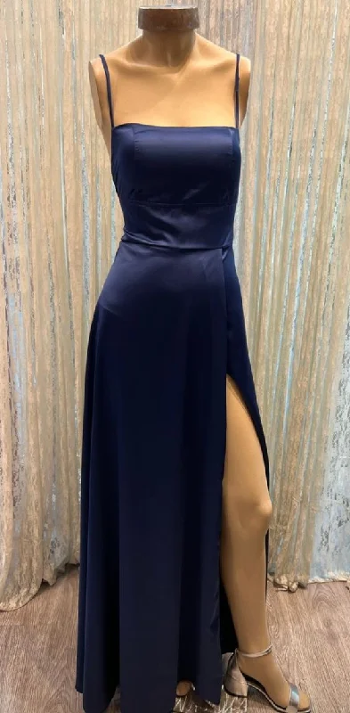 Take Advantage high-waisted dressClassic A-line Navy Blue Prom Dress With Split,Simple Evening Dress For Teens Y6772