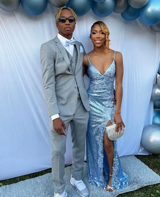 Shop and Save formal dressLight Blue Long Prom Dress