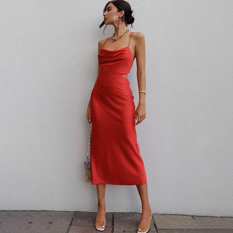 Deal Frenzy summer floral dressBerriesJam - Backless Satin Straps Silk Sexy Bodycon Lace Up Dress Deal Frenzy summer floral dressBerriesJam - Backless Satin Straps Silk Sexy Bodycon Lace Up Dress