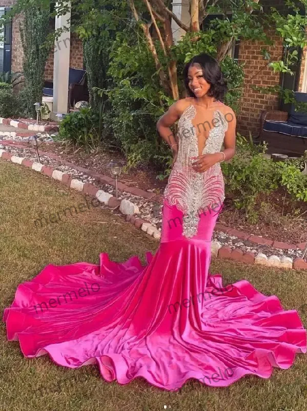 Markdowns fitted bodycon dressFuchsia Pink Sparkly Long Prom Formal Reception Dresses