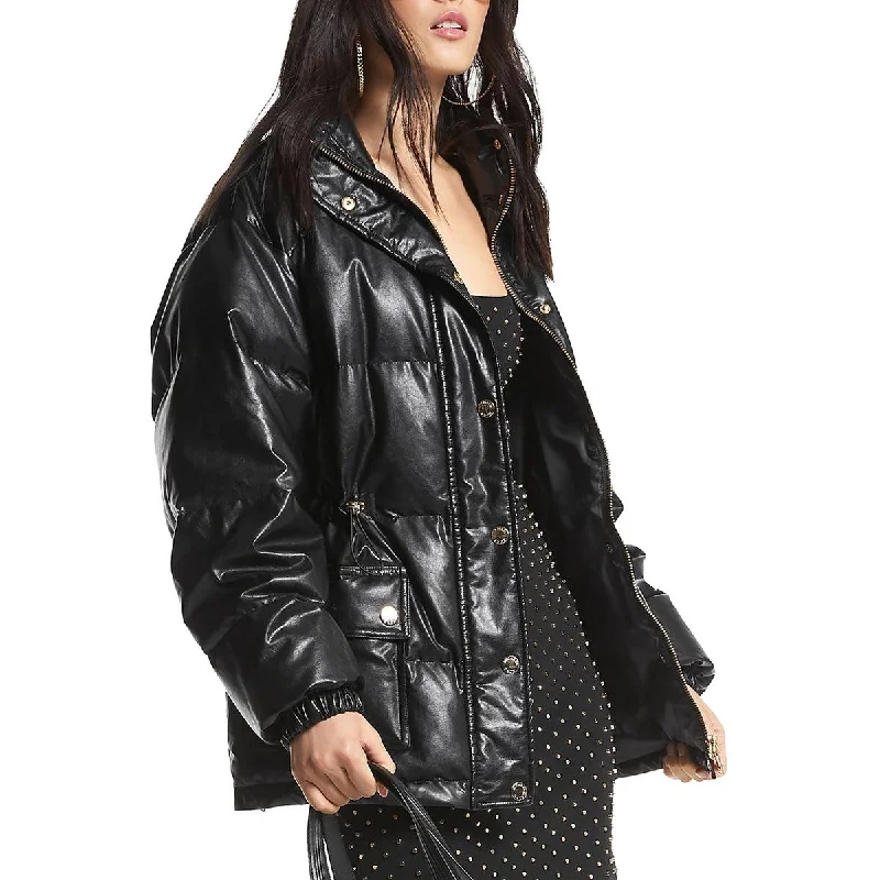 Deal Dash premium coatWomens Faux Leather Cold Weather Puffer Jacket