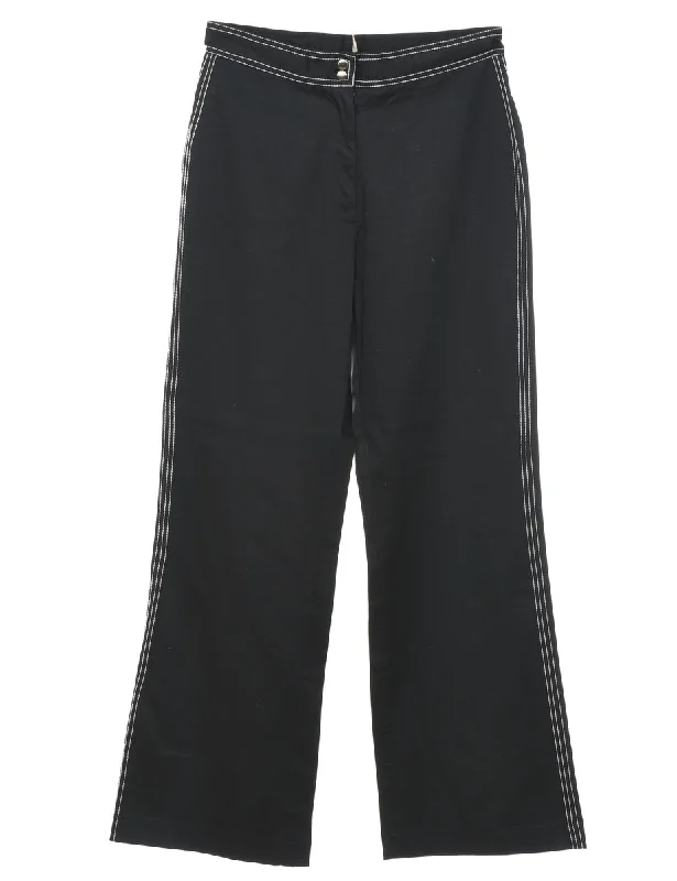 Flared Leg Black Trousers - W28 L32