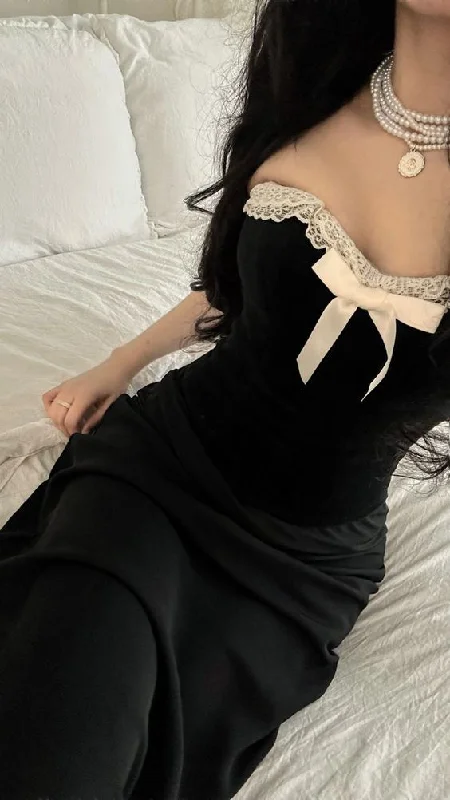 Limited Time structured dressElegant Black Prom Dress,Black Party Gown Y7251