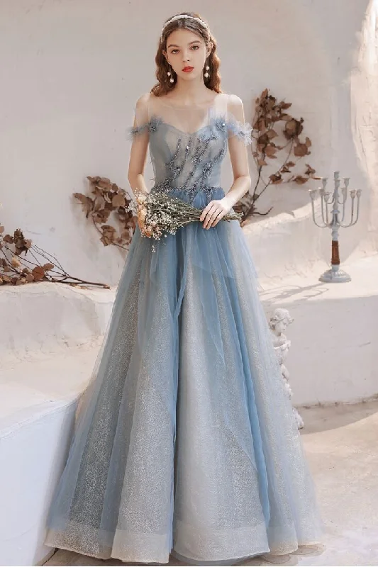 YEAR-End Sale sleek dressPrincess Misty Blue Long Formal Dress