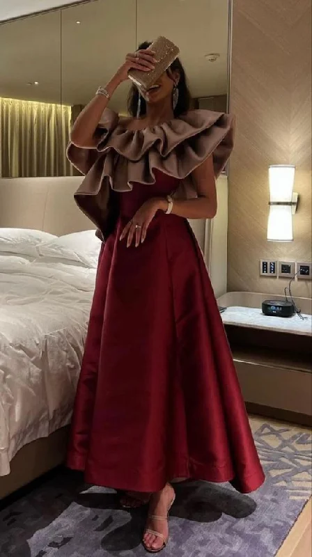 Massive Deals velvet dressChic A-line Ruffled Neckline Evening Dress Trendy Party Gown Y5862 Massive Deals velvet dressChic A-line Ruffled Neckline Evening Dress Trendy Party Gown Y5862