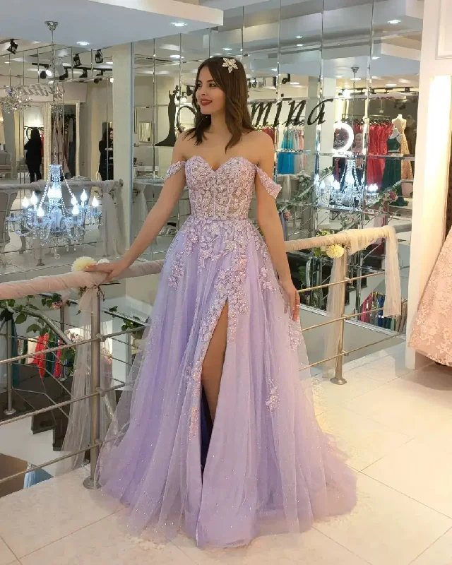 velvet dressBeautiful Lavender Sweetheart 3d Flower Evening Dresses Sweetheart Side Slit Formal Party Grown Rode De Morrie