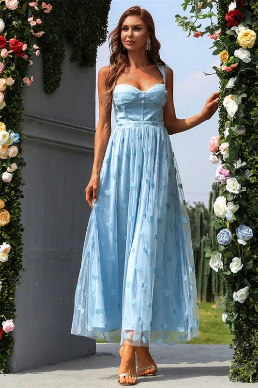 minimalistic dressPrincess Blue A-line Tea Length Party Dress