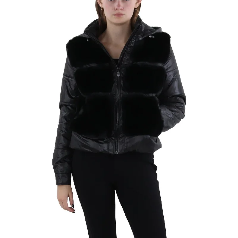Clearance Event classic bomber jacketWomens Faux Fur Cold Weather Puffer Jacket