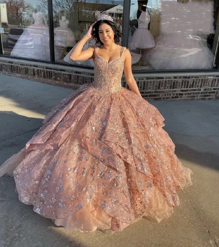 Clearance Items trendy dressFormal Rose Champagne Quinceanera Dresses Lace Applique Sequin Vestidos De 15 Anos Sweet 16 Ball Gown Prom Dress Lace-up Back Clearance Items trendy dressFormal Rose Champagne Quinceanera Dresses Lace Applique Sequin Vestidos De 15 Anos Sweet 16 Ball Gown Prom Dress Lace-up Back