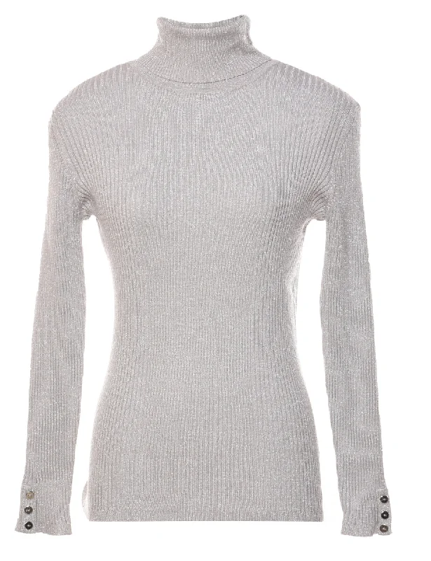 Daily Deals contemporary coatLurex Thread Pattern Turtleneck Jumper - M