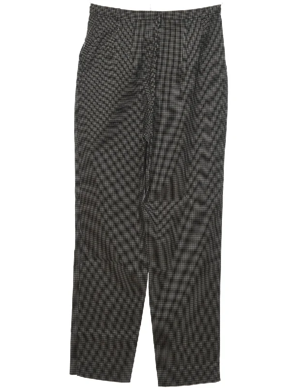 Extra Discounts Checked Black & Off-White 1990s Trousers - W28 L31