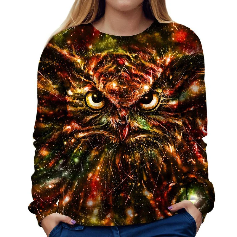 high-end athletic hoodieSpace Owl Womens Sweatshirt