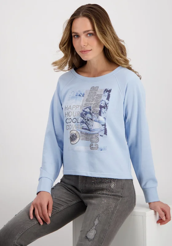 Inventory Reduction comfortable hooded sweatshirtMonari Round Neck Sneaker Print Sweatshirt, Light Blue