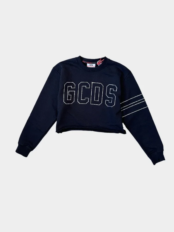 Final Markdown fitted workout hoodieCrop Rhinestones Sweatshirt