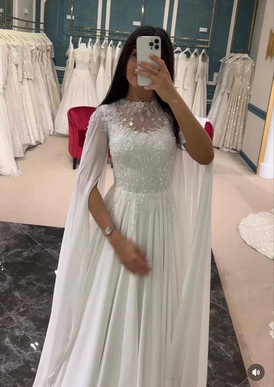 Final Clearance form-fitting dressGenerous White A-line Prom Dress,White Prom Gown Y6726