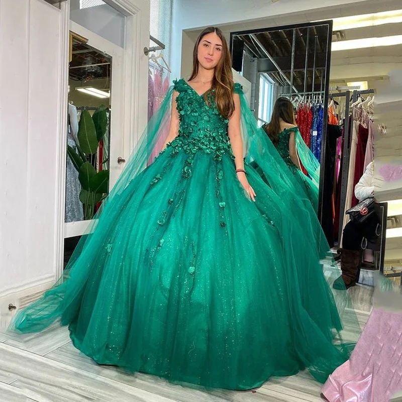 Overstock comfy maxi dressGreen V-Neck Ball Gown Quinceanera Dresses 15 Years Sexy Off-Shoulder 3D Flower With Cape Tulle Formal Princess Birthday Gowns Overstock comfy maxi dressGreen V-Neck Ball Gown Quinceanera Dresses 15 Years Sexy Off-Shoulder 3D Flower With Cape Tulle Formal Princess Birthday Gowns