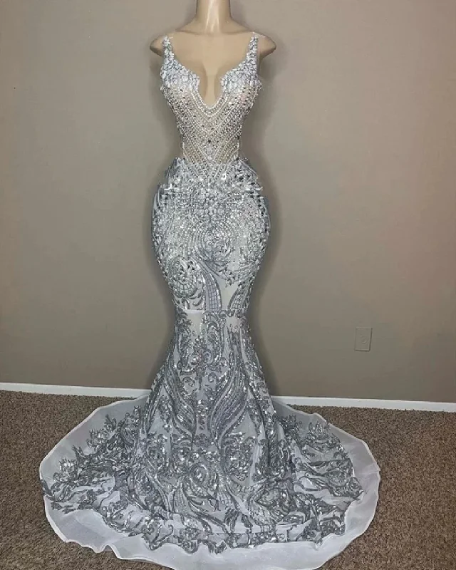 Instant Discount off-the-shoulder dressSilver Sheer Lace Diamond Long Prom Dresses For Black Girls Birthday Party Dresses African Mermaid Evening Gown Robe De Instant Discount off-the-shoulder dressSilver Sheer Lace Diamond Long Prom Dresses For Black Girls Birthday Party Dresses African Mermaid Evening Gown Robe De
