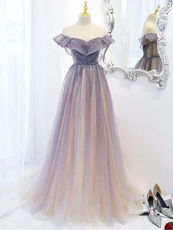 Members Only casual summer dressPurple A-line Prom Dresses for Women Tulle Long Evening Dresses Y5838 Members Only casual summer dressPurple A-line Prom Dresses for Women Tulle Long Evening Dresses Y5838
