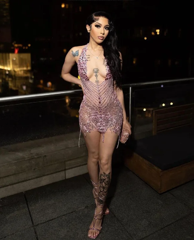 Limited Availability modern dressLuxury Sexy See Through Women Cocktail Homecoming Sparkly Pink Diamond Black Girl Short Prom Dress For Birthday Party Limited Availability modern dressLuxury Sexy See Through Women Cocktail Homecoming Sparkly Pink Diamond Black Girl Short Prom Dress For Birthday Party