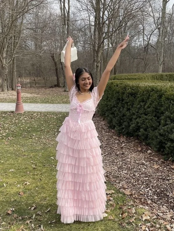 Customer Appreciation Sale floral midi dressPrincess Pink A-line Multi-layered Prom Dress,Pink Graduation Dress Y6840 Customer Appreciation Sale floral midi dressPrincess Pink A-line Multi-layered Prom Dress,Pink Graduation Dress Y6840