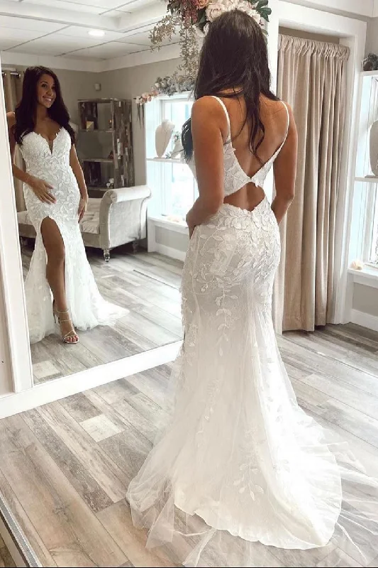 Price Meltdown elegant dressMermaid White Appliques Long Formal Dress