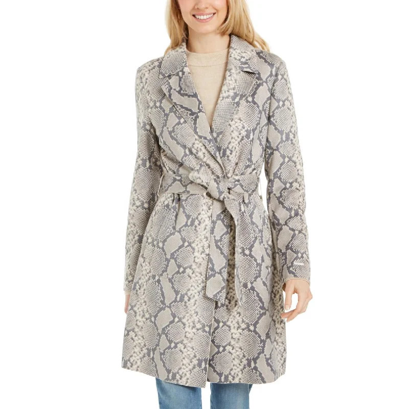 sporty outerwearWomens Snake Print Long Trench Coat