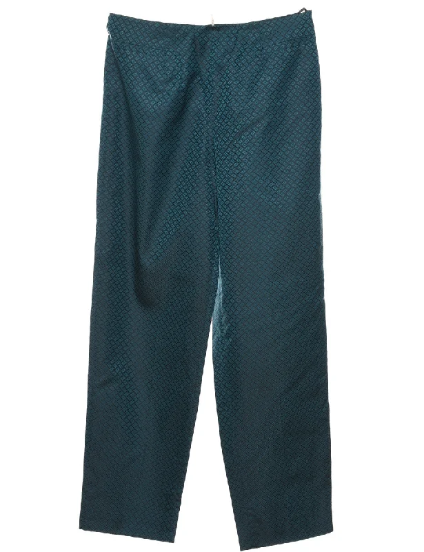 Must-Have Deals relaxed winter jacketJacquard Pattern Teal Metallic Trousers - W30 L30